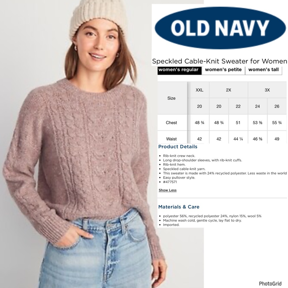 Old Navy XXL plus size cable knit sweater NWT